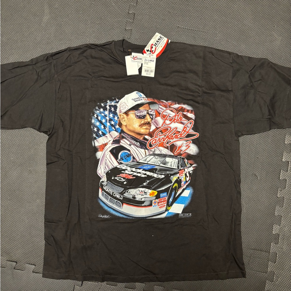 Chase Authentics Black Short Sleeve Racing Tee Dale Earnhardt USA NASCAR 2XL New